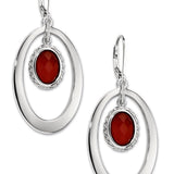 ELLE Perimeter Red Agate Silver Leverback Earrings at Arman's Jewellers