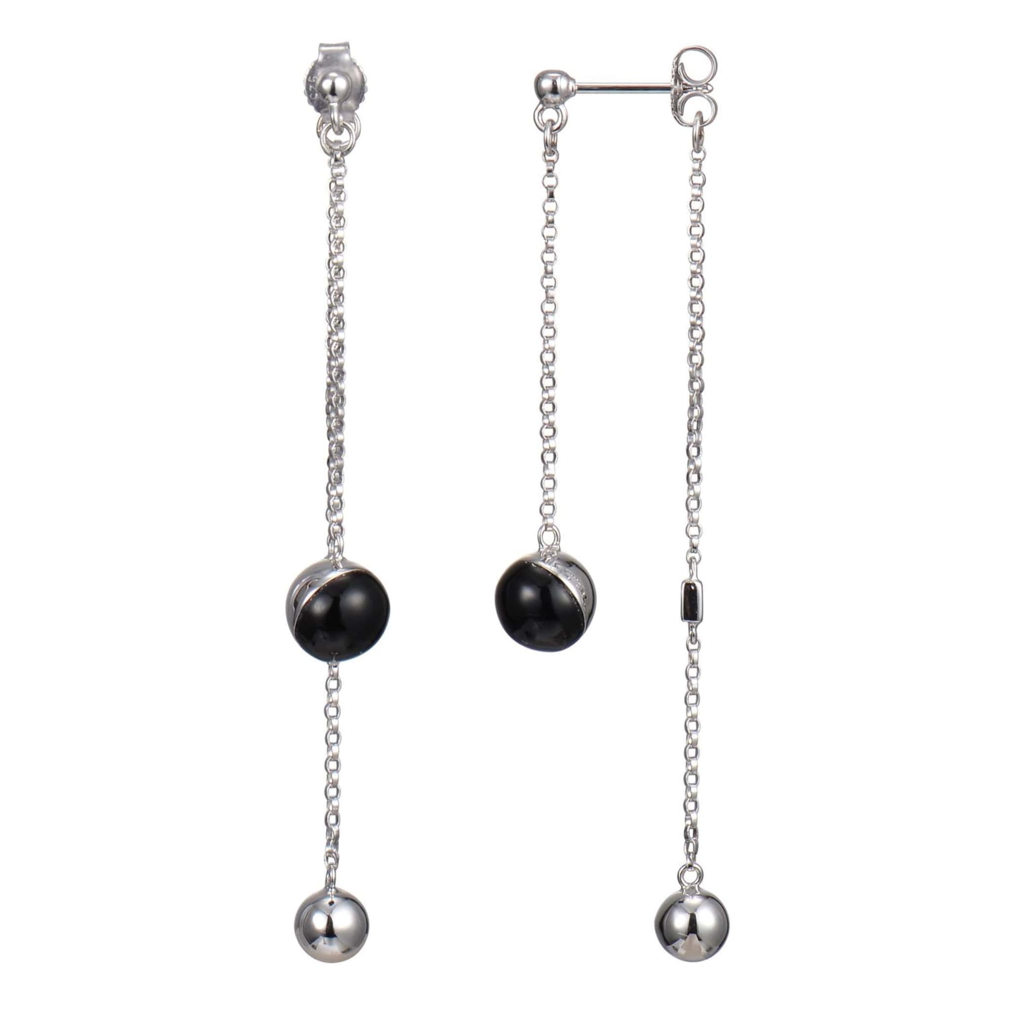ELLE Posh Black Agate Silver Earrings At Arman's Jewellers
