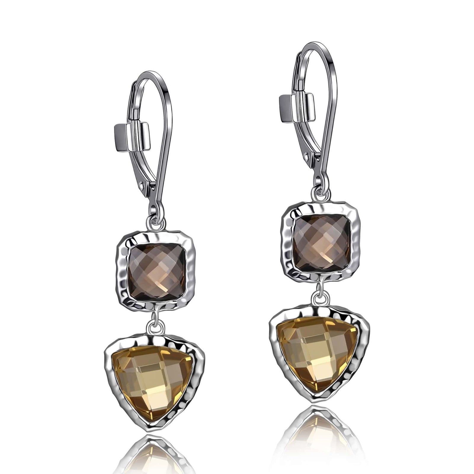 ELLE Sunrise Genuine Smokey Quarts and Honey Citrine Leverback Earrings At Arman's Jewellers 