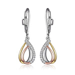 ELLE Three-tone Tear Drop Silver Leverback Earrings at Arman's Jewellers