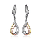 ELLE Three-tone Tear Drop Silver Leverback Earrings at Arman's Jewellers