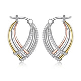 ELLE Three-tone Tear Drop Silver Hoop Earrings at Arman's Jewellers