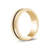 Black Stone Matte Gold Steel Band Ring at Arman's Jewellers