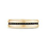 Black Stone Matte Gold Steel Band Ring at Arman's Jewellers