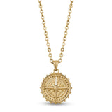 Gold Steel Compass Pendant Necklace at Arman's Jewellers