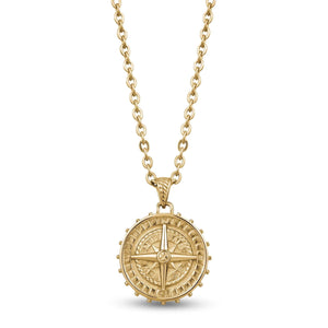 Gold Steel Compass Pendant Necklace at Arman's Jewellers