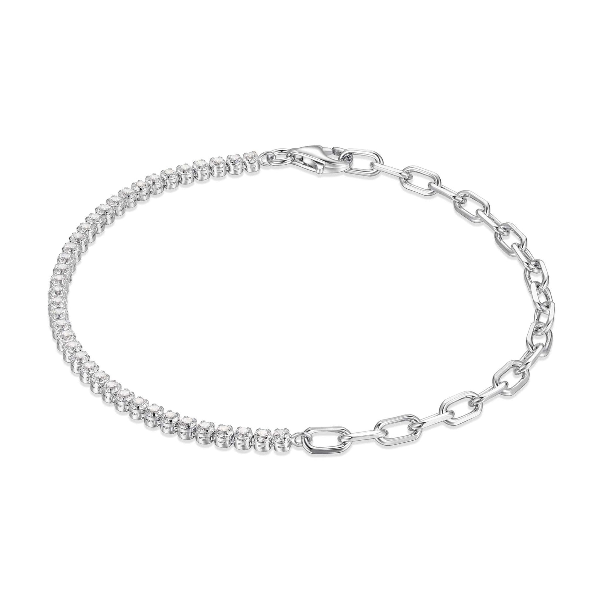 Half & Half CZ Silver Tennis Bracelet at Arman's Jewellers