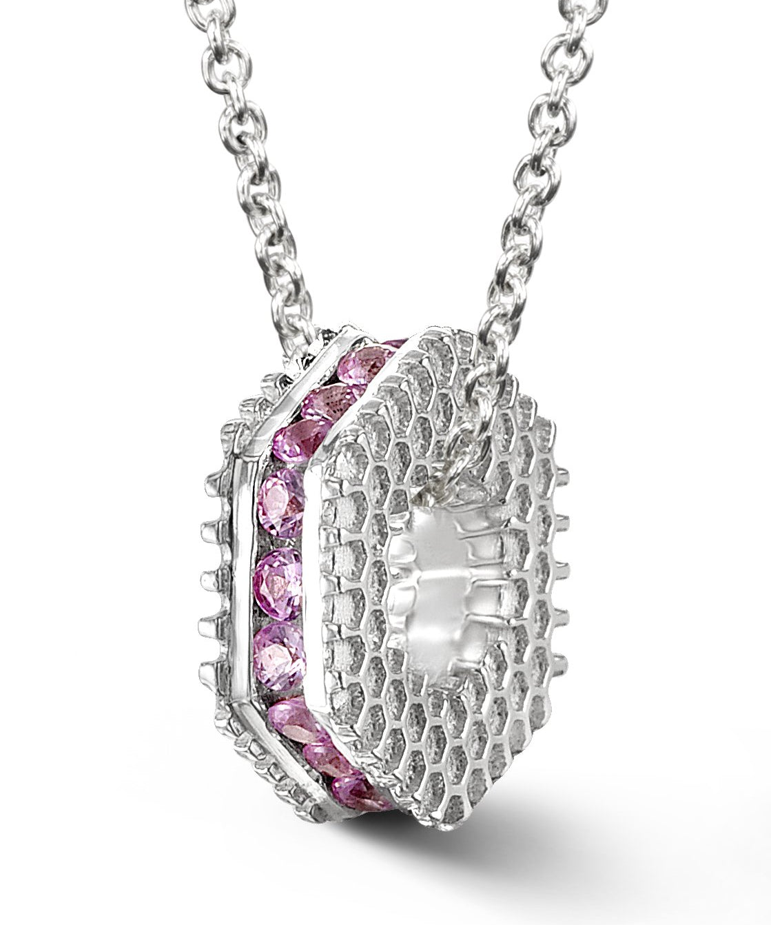 Bcouture October Mini Keepsake- Pink Sapphire With Chain at Arman's Jewellers Kitchener