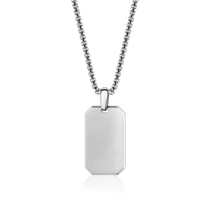 Matte Engravable Steel Dog Tag Pendant W/ 26"  Chain at Arman's Jewellers