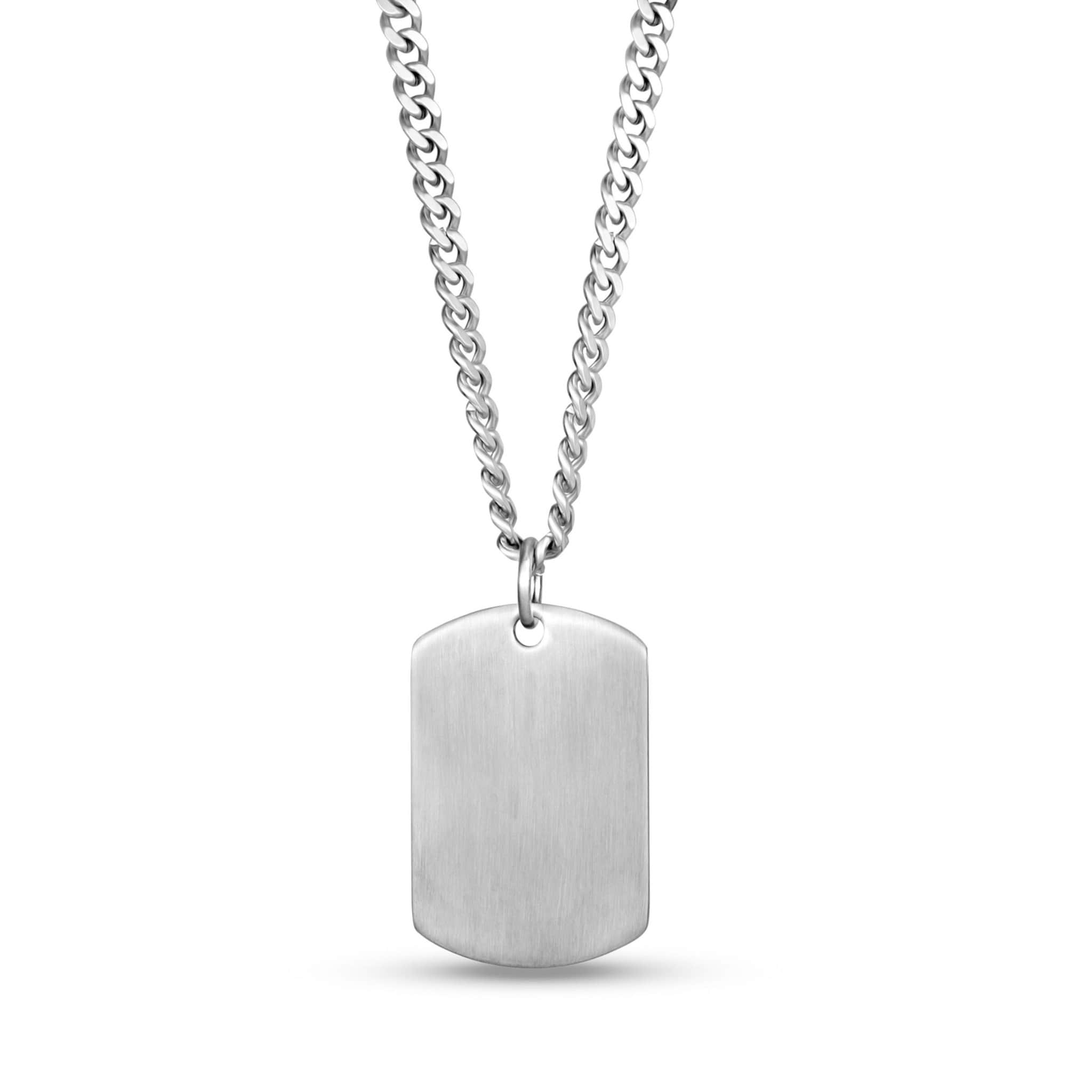 Matte Stainless Steel Dog Tag Pendant Necklace Arman's Jewellers