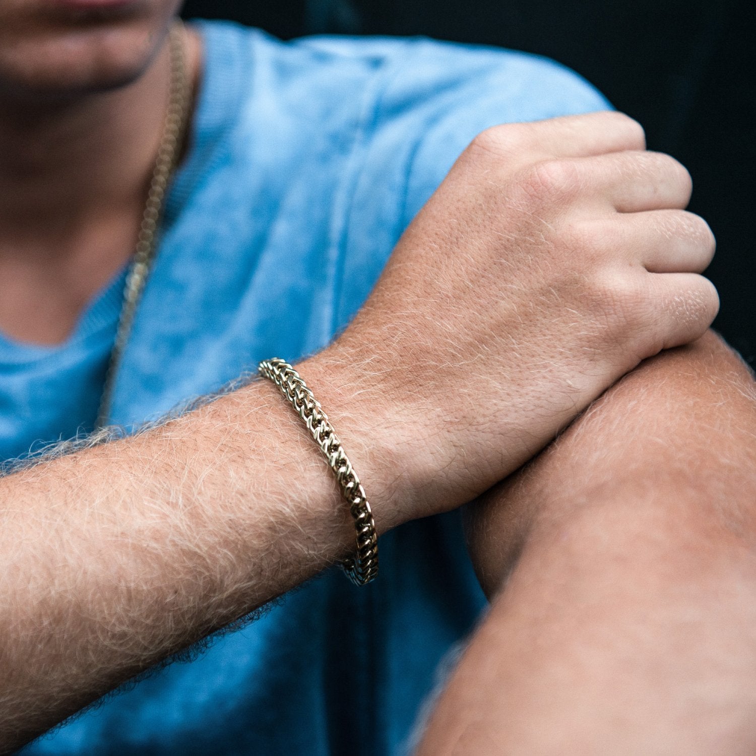 Men's Gold Steel Franco Link Bracelet at Arman's Jewellers Kitchener