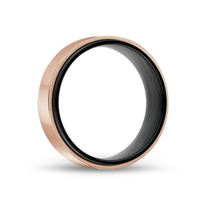 Men's 7mm Black & Rose Gold Steel Ring at Arman's Jewellers Kitchener