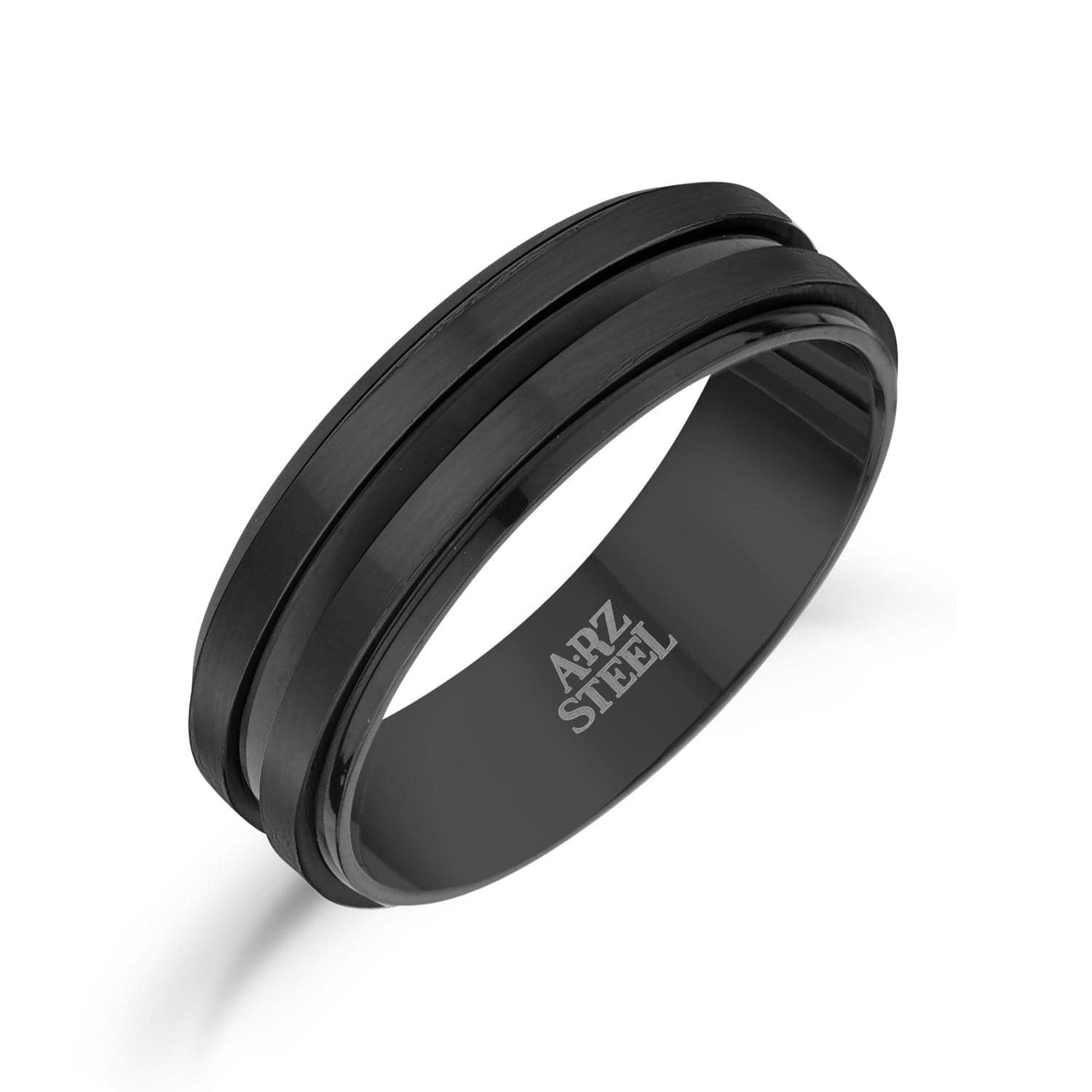 Men's 7mm Men's Black Double Row Steel Band at Arman's Jewellers Kitchener
