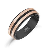 Men's 7mm Men's Black & Rose Gold Double Row Steel Band at Arman's Jewellers Kitchener