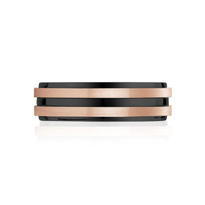 Men's 7mm Men's Black & Rose Gold Double Row Steel Band at Arman's Jewellers Kitchener