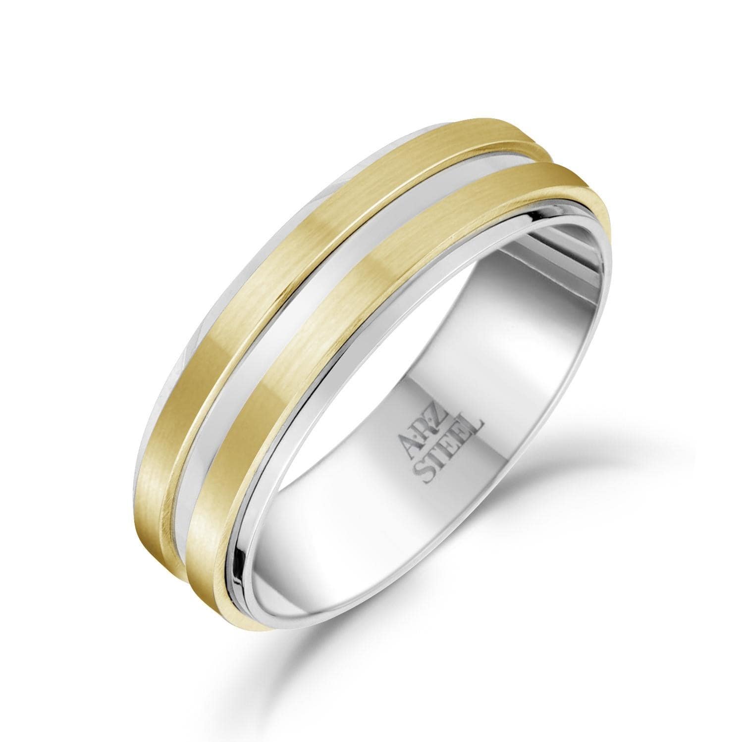 Men's 7mm Men's Gold Double Row Steel Band at Arman's Jewellers Kitchener