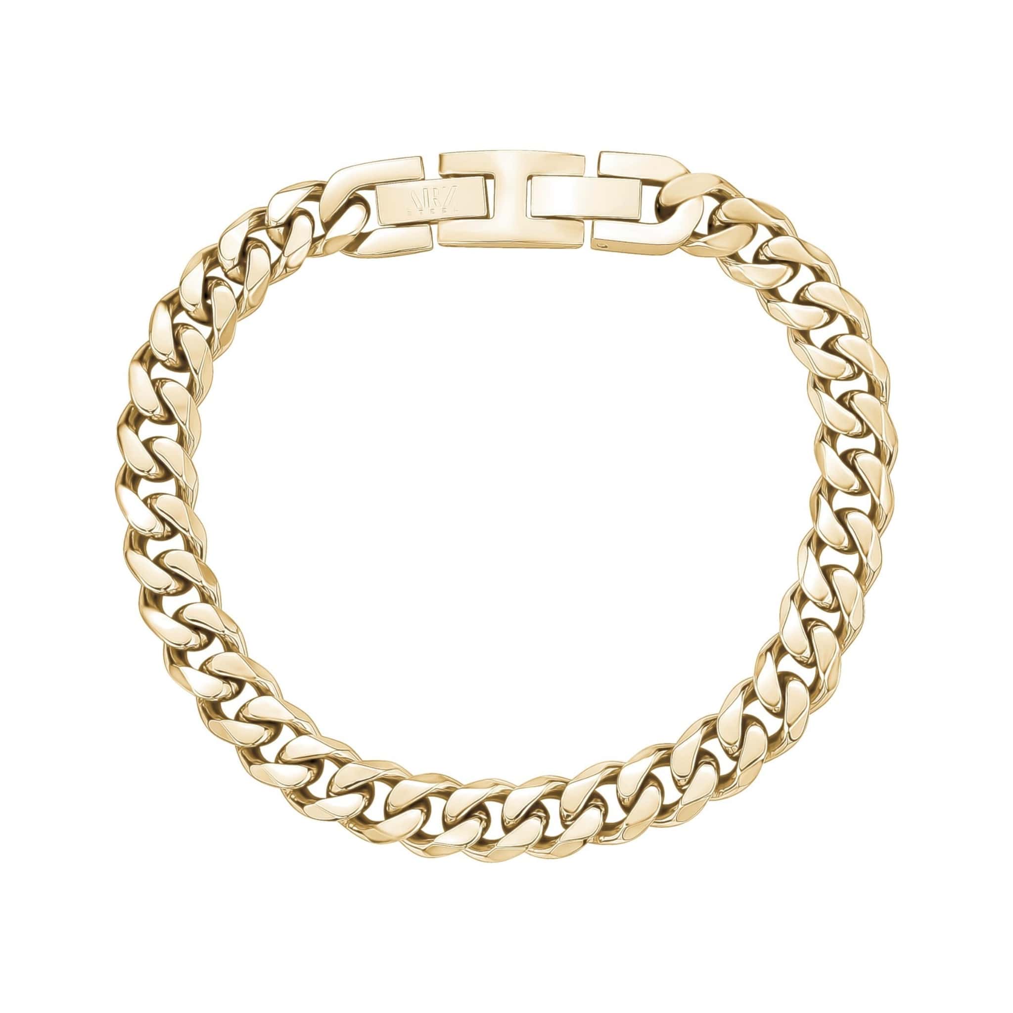 Men's 8mm Gold Steel Cuban Link Bracelet at Arman's Jewellers 