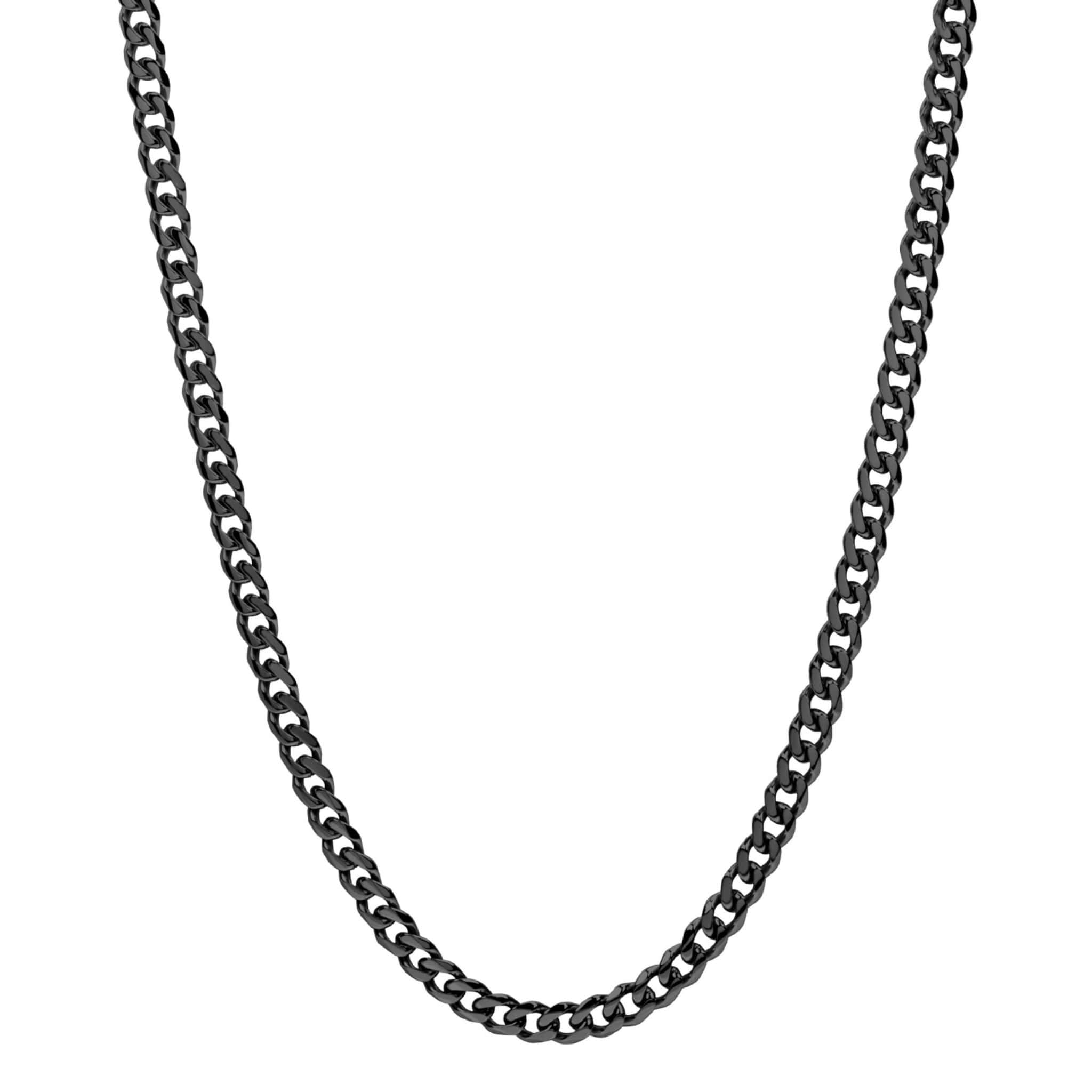 Men's 8mm Men's Black Steel Cuban Link Chain Necklace at Arman's Jewellers