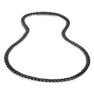 Men's 8mm Men's Black Steel Cuban Link Chain Necklace at Arman's Jewellers