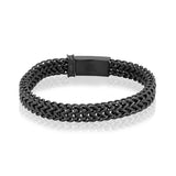 Men's Steel Black Double Franco Link Bracelet at Arman's Jewellers