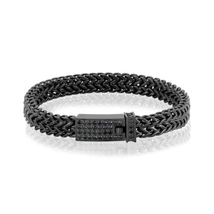 Men's Steel Black Double Franco Link Bracelet at Arman's Jewellers