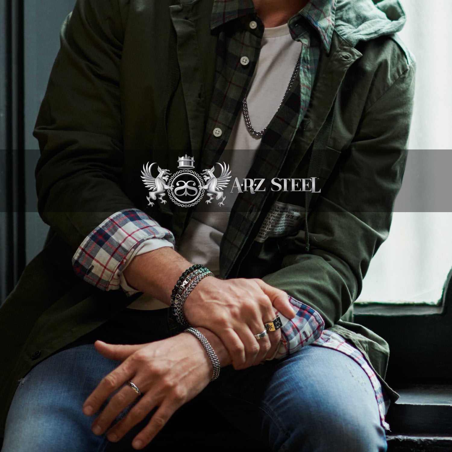 Men's Steel Double Franco Link Bracelet at Arman's Jewellers.