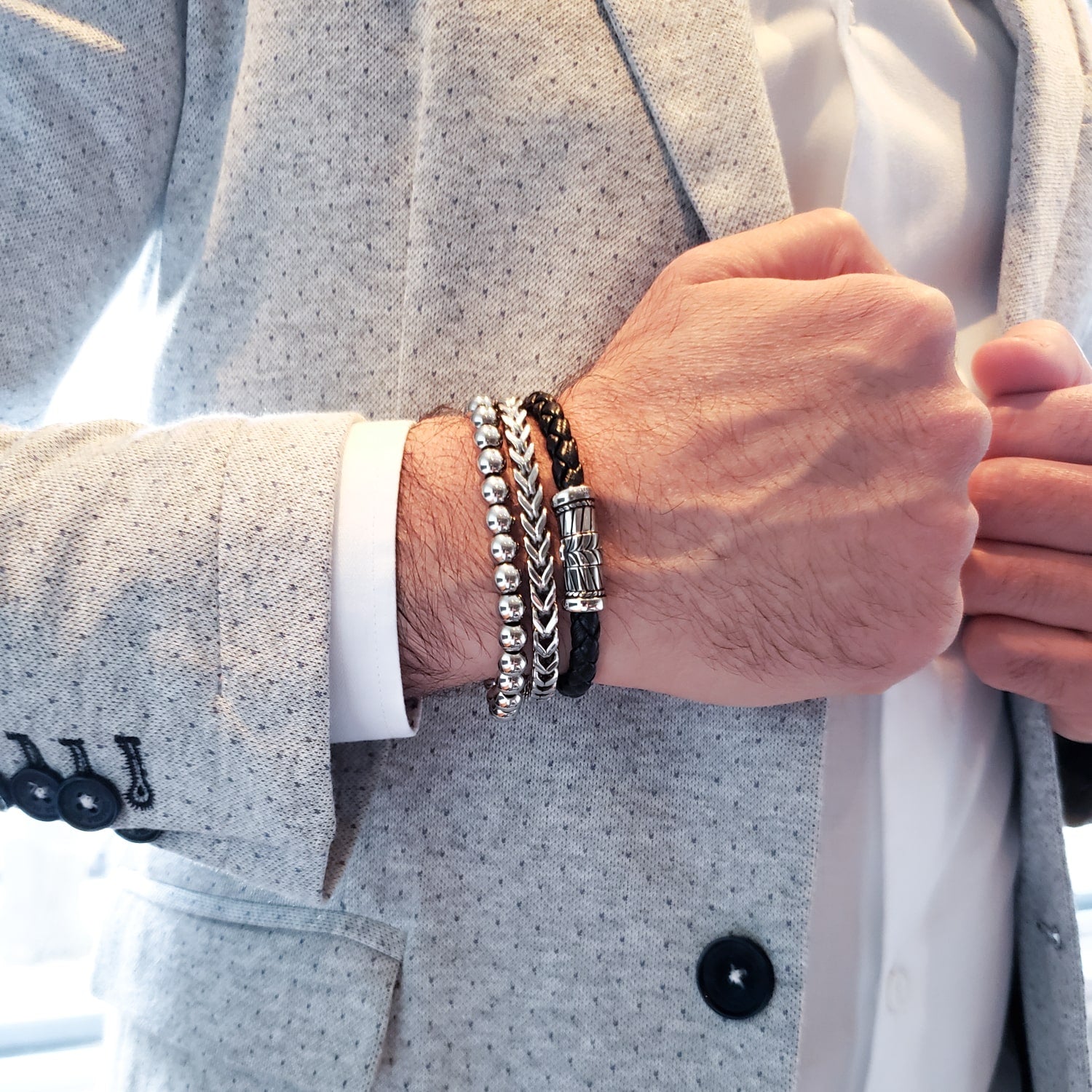 Men's Steel Franco Link Bracelet at Arman's Jewellers Kitchener