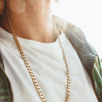 Men's 8mm Men's Gold Steel Cuban Link Chain Necklace at Arman's Jewellers