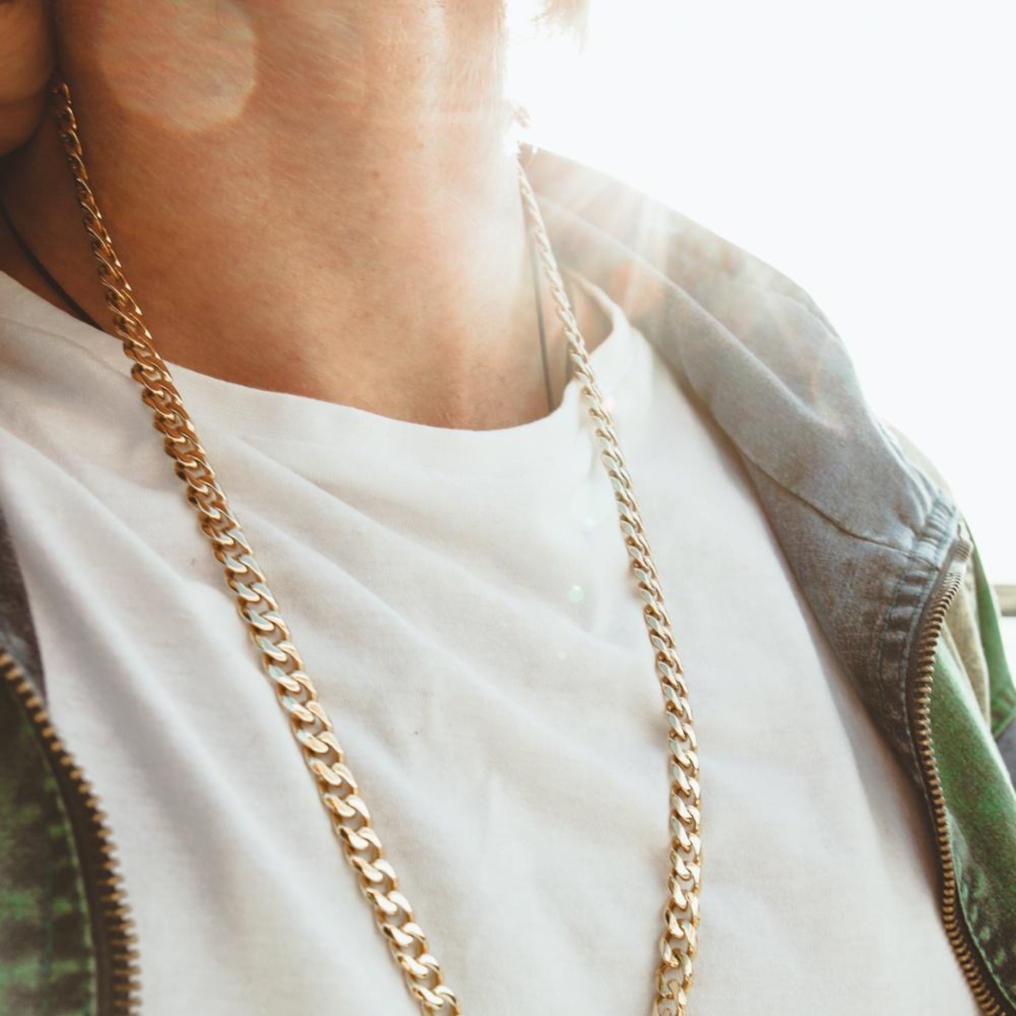 Men's 8mm Men's Gold Steel Cuban Link Chain Necklace at Arman's Jewellers