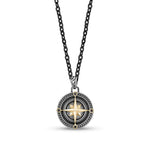 Men's Black & Gold Compass Pendant W/ Chain 28" at Arman's Jewellers