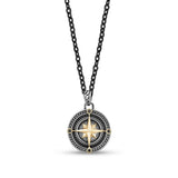 Men's Black & Gold Compass Pendant W/ Chain 28" at Arman's Jewellers