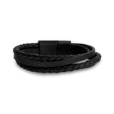 Multi Strand Black Leather Bracelet