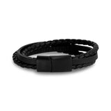 Multi Strand Black Leather Bracelet