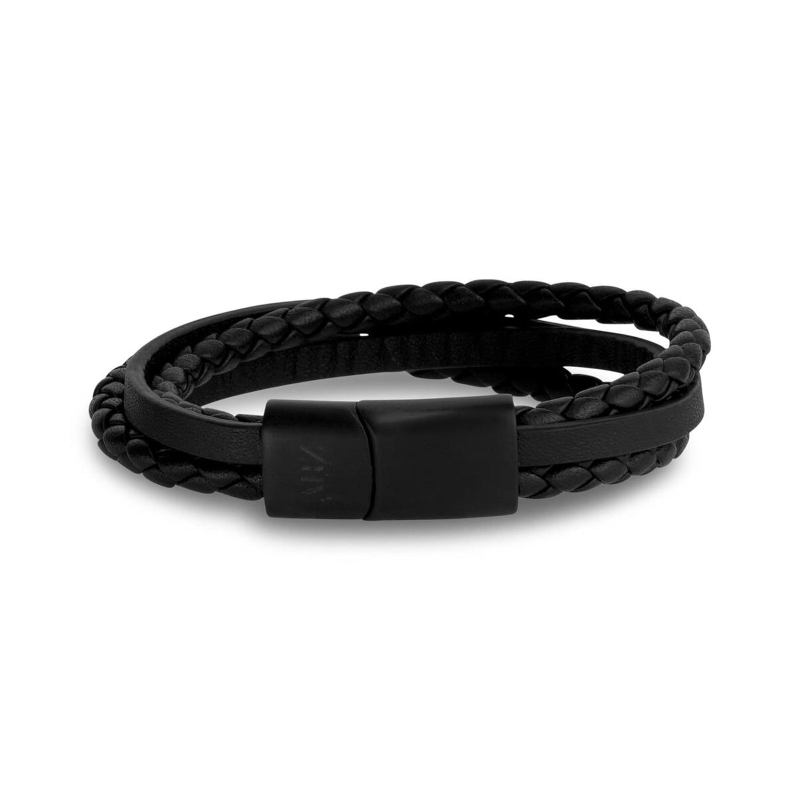 Multi Strand Black Leather Bracelet