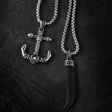 Mens' Steel Rebel Anchor Pendant with Chain Mix at Arman's Jewellers Kitchener