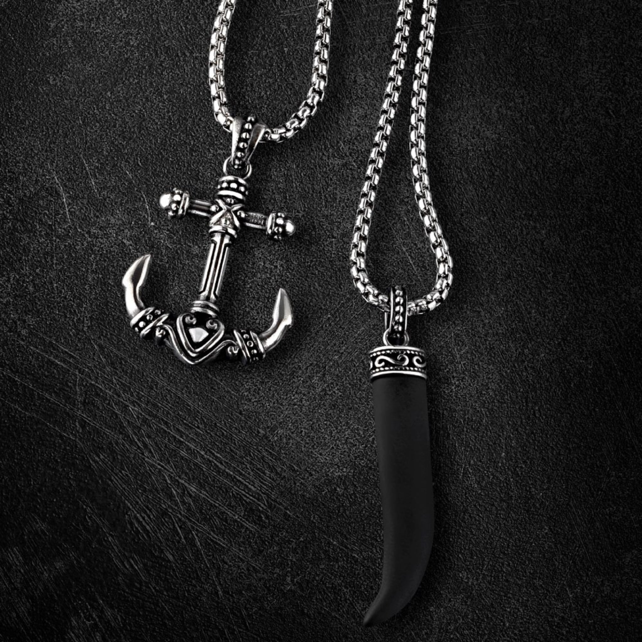 Mens' Steel Rebel Anchor Pendant with Chain Mix at Arman's Jewellers Kitchener