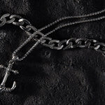 Mens' Steel Rebel Anchor Pendant with Chain with Detailed Steel Link Bracelet at Arman's Jewellers Kitchener