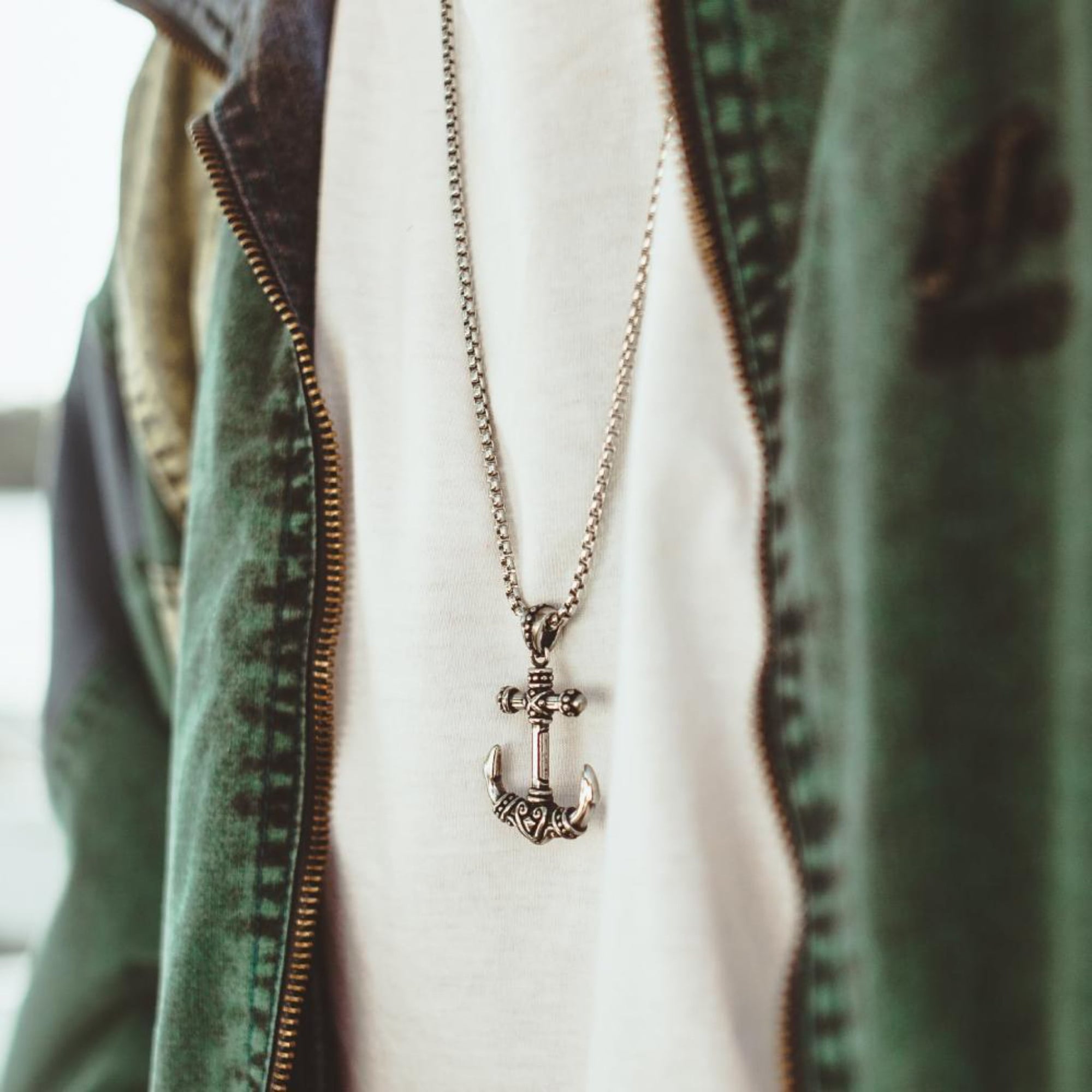 Mens' Steel Rebel Anchor Pendant with Chain at Arman's Jewellers Kitchener