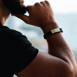 Men's Black Braided Italian Leather Rose Gold Clasp Bracelet at Arman's Jewellers Kitchener.jpg