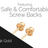 Safe and comfortable Bella Baby screw back earrings at Arman's Jewellers