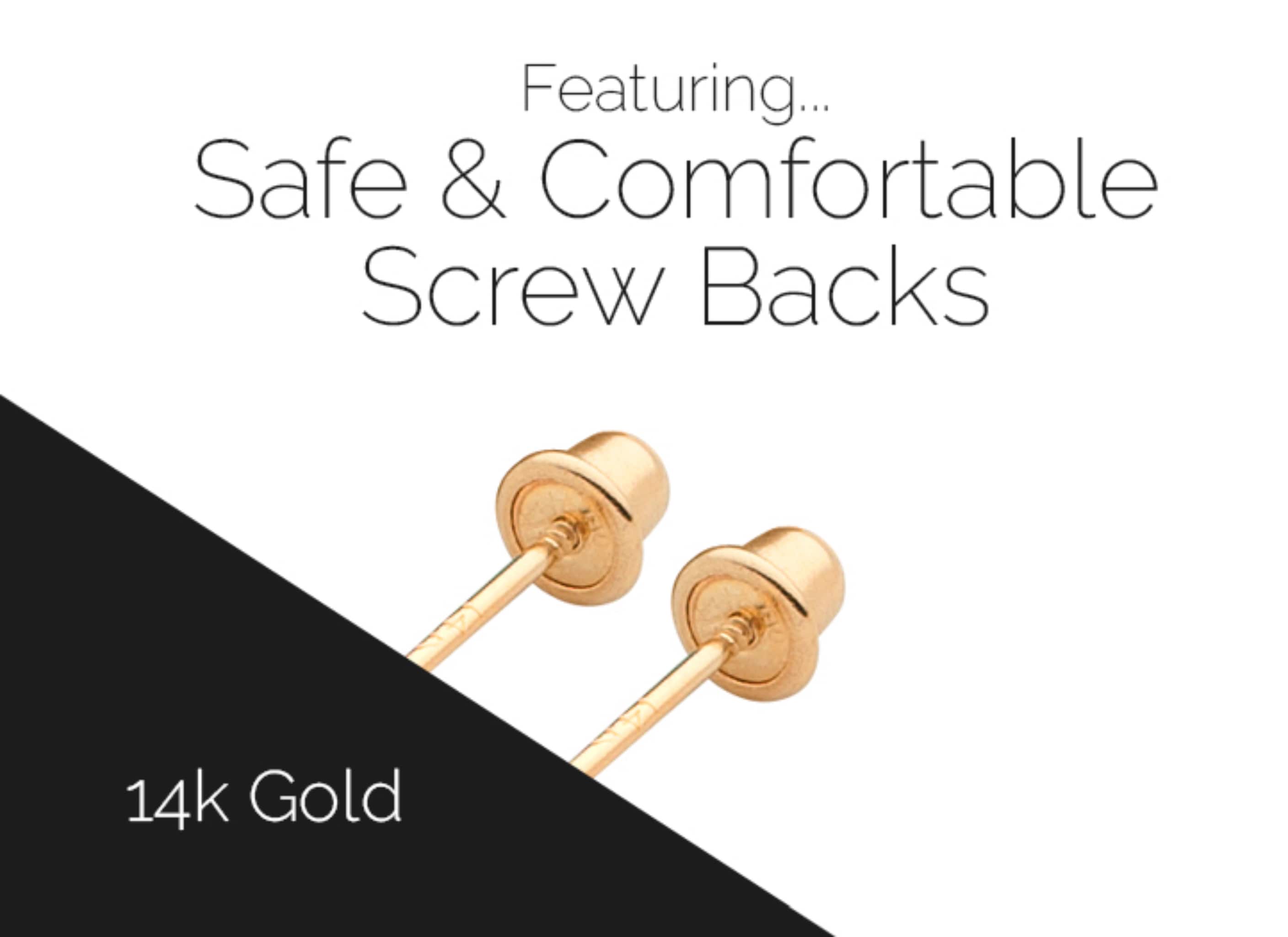 Safe and comfortable Bella Baby screw back earrings at Arman's Jewellers