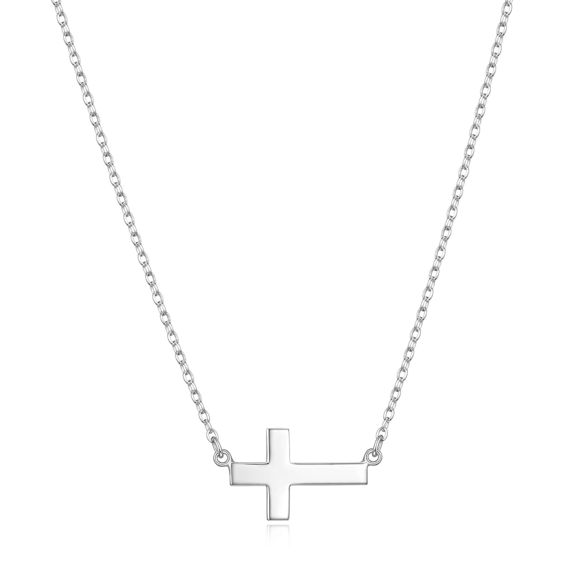 Sideways Cross Silver Necklace at Arman's Jewellers
