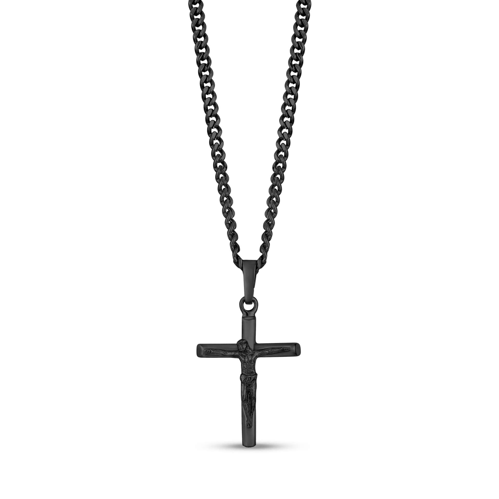 Stainless Steel Black  Crucifix Cross Pendant Necklace at Arman's Jewellers