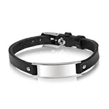 Unisex Stainless Steel Black Leather ID Bracelet at Arman's Jewellers Kitchener