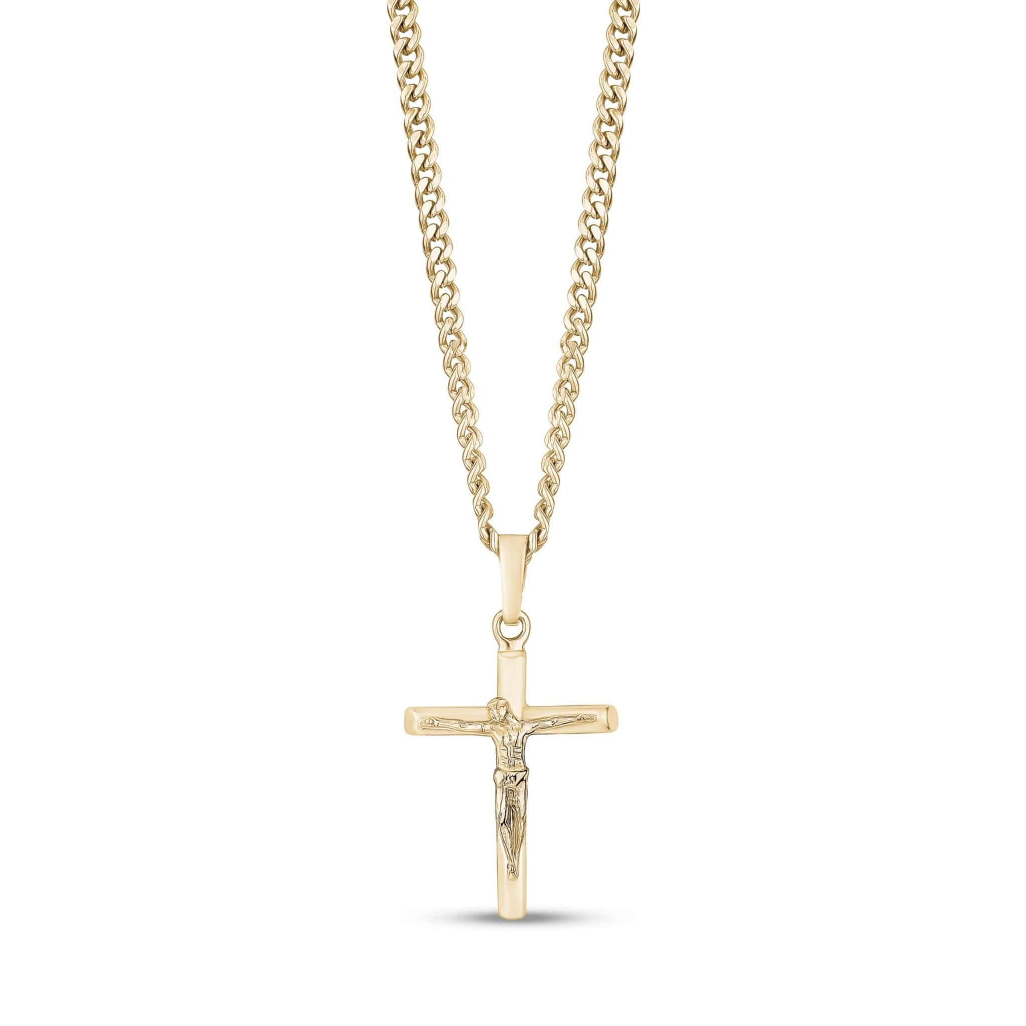 Stainless Steel Gold Crucifix Cross Pendant Necklace at Arman's Jewellers