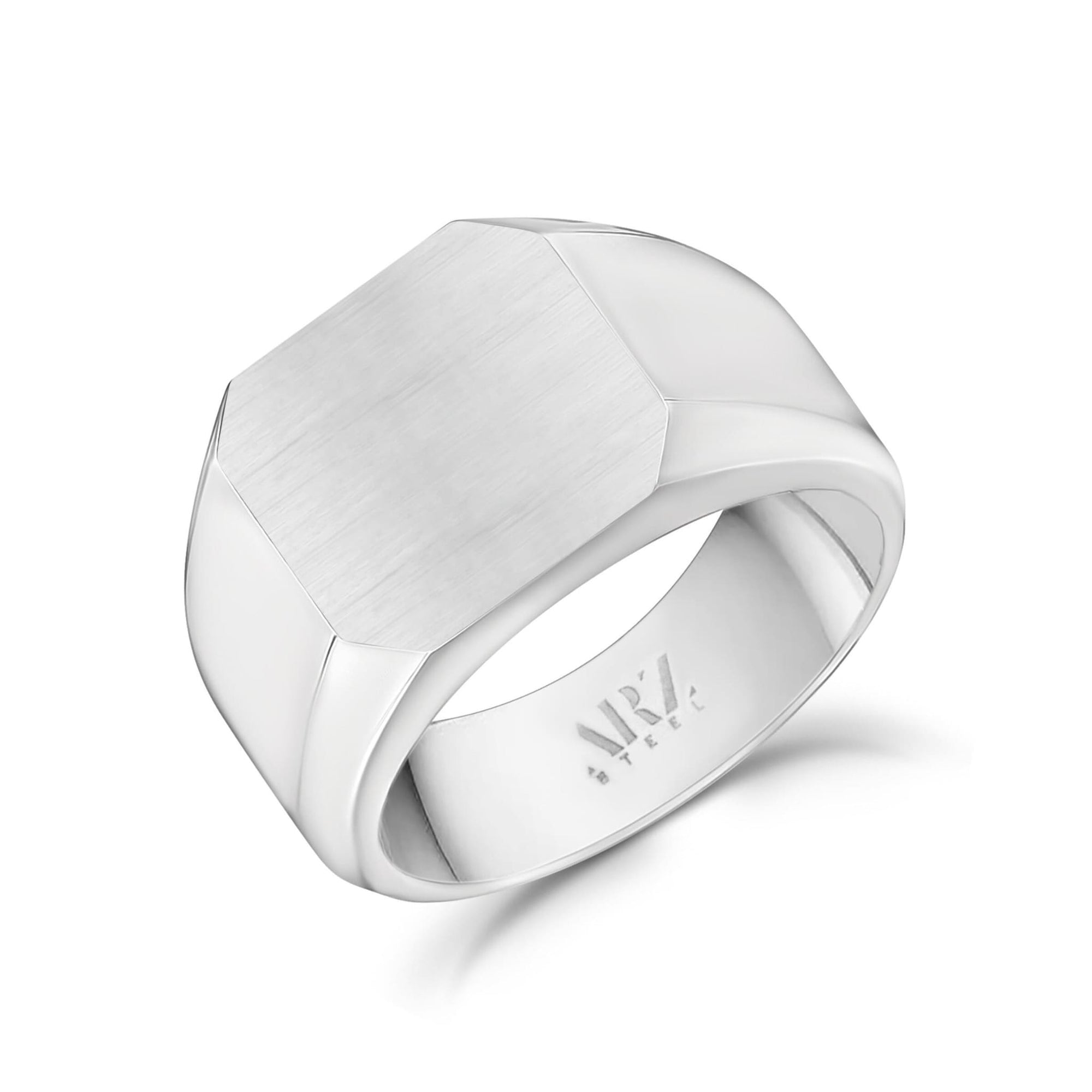 Stainless Steel Matte Signet Ring at Arman's Jewellers