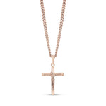 Stainless Steel Rose Gold Crucifix Cross Pendant Necklace at Arman's Jewellers