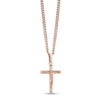 Stainless Steel Rose Gold Crucifix Cross Pendant Necklace at Arman's Jewellers