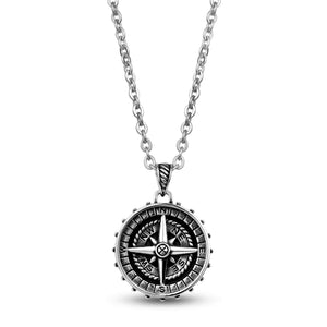 Steel Compass Pendant Necklace at Arman's Jewellers