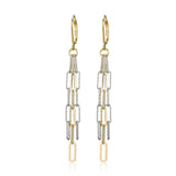 Two-Tone Paperclip Link Silver Drop Earrings at Arman's Jewellers